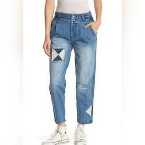 Free People Down To Earth Patch Jean Size 27